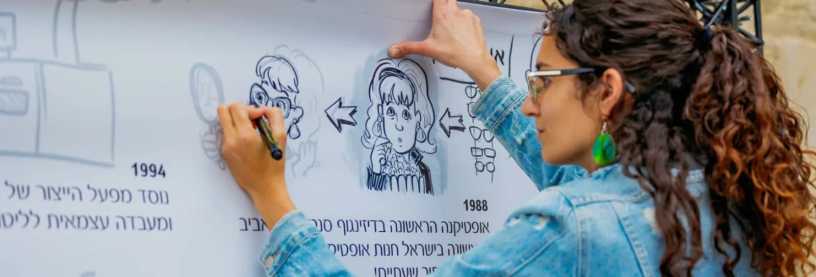 דודי וענבל - קיר טיימליין - ציור נקודות ציון בחיי החברה בלייב